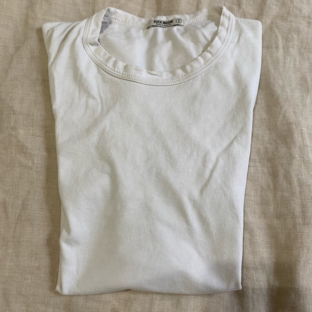 Buck Mason Pima Curved Tee - White